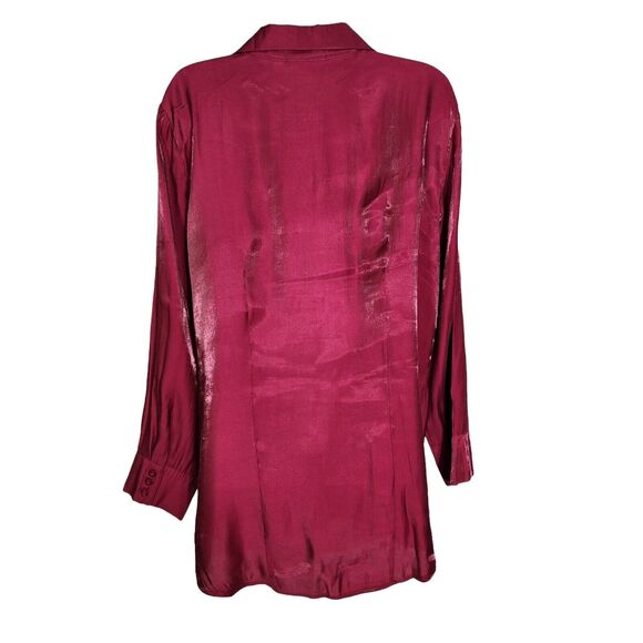 Chicos Women Tunic Top Size 2 Large Shimmery Shine Helaina LS Tukana Raspberry - Picture 2 of 12